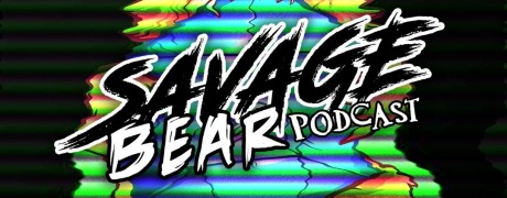 Savage Bear Podcast Delta Green. Words over an angry bear biting a d20 on top of a green triangle, all of which is distorted by horizontal TV lines